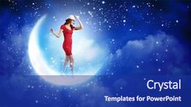  Presentation with walking - Audience pleasing PPT theme consisting of woman in red dress walk backdrop and a navy blue colored foreground