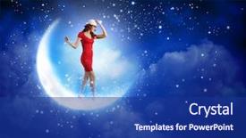  Presentation with walking young wild jaguar - Colorful PPT layouts enhanced with woman in red dress walk backdrop and a navy blue colored foreground