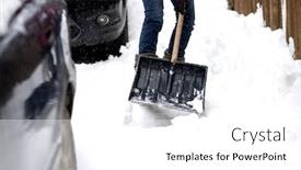  Presentation with blizzard - Cool new PPT theme with woman-in-red-jacket backdrop and a white colored foreground