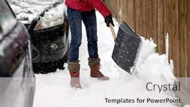  Presentation with cleaning - Presentation theme featuring woman-in-red-jacket background and a light gray colored foreground