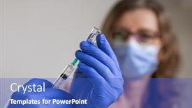  Presentation with coronavirus - Slide set having woman-in-risk-group-getting background and a cobalt blue colored foreground