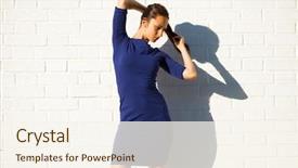  Presentation with young sing woman singing young - Cool new PPT theme with woman in sexy blue dress backdrop and a cream colored foreground