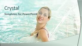  Presentation with jet - Slide deck consisting of woman in spa pool enjoying water jet background and a cool aqua colored foreground