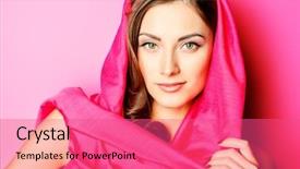  Presentation with green beauty - PPT theme having woman in spectacles and bright background and a  colored foreground