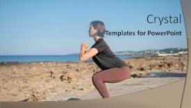  Presentation with exercise - PPT layouts featuring woman-in-sportswear-doing-squat background and a light blue colored foreground