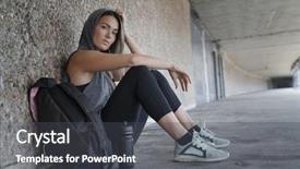  Presentation with gold mine tunnel gold mining - Colorful slides enhanced with woman in sportswear sitting down backdrop and a dark gray colored foreground