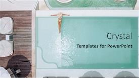  Presentation with top hat - Slide set consisting of woman-in-straw-hat-relaxing background and a light blue colored foreground