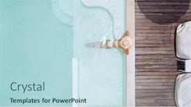  Presentation with top hat - Colorful slide set enhanced with woman-in-straw-hat-relaxing backdrop and a sky blue colored foreground