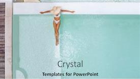  Presentation with top hat - Audience pleasing PPT theme consisting of woman-in-straw-hat-relaxing backdrop and a light blue colored foreground