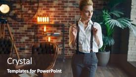  Presentation with gangster - Cool new theme with woman in strict clothes gangster style mafia backdrop and a tawny brown colored foreground