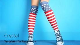  Presentation with color - Cool new slides with woman-in-striped-stockings backdrop and a teal colored foreground