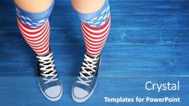  Presentation with wooden - Cool new slides with woman-in-striped-stockings backdrop and a teal colored foreground