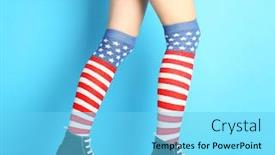  Presentation with color - Colorful slide set enhanced with woman-in-striped-stockings backdrop and a light blue colored foreground