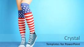  Presentation with color - Presentation consisting of woman-in-striped-stockings background and a light blue colored foreground