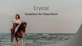  Presentation with horse riding - PPT layouts featuring woman-in-summer-clothes-enjoys background and a light gray colored foreground