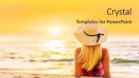  Presentation with being a single woman - Presentation design consisting of woman in swiming suit posing background and a light gray colored foreground