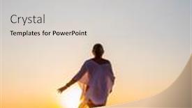  Presentation with sunset at venice beach palm - Amazing slide deck having woman-in-swiming-suit-posing backdrop and a light gray colored foreground