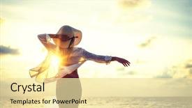  Presentation with being a single woman - Presentation theme consisting of woman in swiming suit posing background and a blonde colored foreground