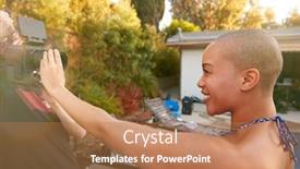  Presentation with video - Amazing slide deck having woman-in-swimsuit-by-pool backdrop and a coral colored foreground