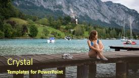  Presentation with wooden - Presentation theme with woman-in-swimsuit-sitting background and a tawny brown colored foreground
