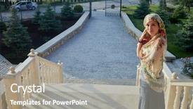  Presentation with head - Presentation theme consisting of woman in tatar head shawl background and a gray colored foreground