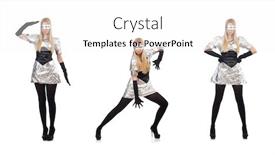  Presentation with tech - Cool new theme with robot dance - woman in tech concept isolated backdrop and a white colored foreground