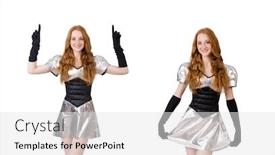  Presentation with tech - PPT theme with woman in tech concept isolated on white background and a white colored foreground