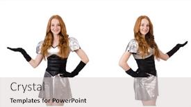  Presentation with tech - Cool new slide deck with woman-in-tech-concept-isolated backdrop and a light gray colored foreground