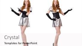  Presentation with tech - PPT layouts having woman-in-tech-concept-isolated background and a sky blue colored foreground