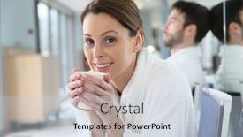  Presentation with hot tea - PPT theme having woman-in-thalassotherapy-center-drinking background and a lemonade colored foreground