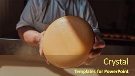  Presentation with further - PPT layouts having woman-in-the-cheese-industry background and a tawny brown colored foreground