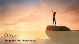  Presentation with sunset - Amazing PPT layouts having woman-in-the-mountain-girl backdrop and a yellow colored foreground