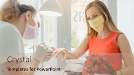  Presentation with nail salon - Audience pleasing slide set consisting of woman-in-the-nail-salon backdrop and a coral colored foreground