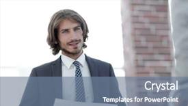  Presentation with office - Slides having woman in the office background and a  colored foreground