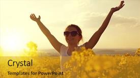  Presentation with young woman diagnosis of sti - Presentation design with woman in the rapeseed field background and a  colored foreground