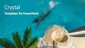  Presentation with resort - PPT layouts having woman-in-the-swimming-pool background and a teal colored foreground