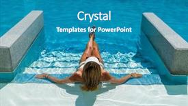  Presentation with water woman swimming underwater - Slide deck consisting of woman in the swimming pool background and a teal colored foreground