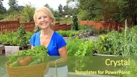  Presentation with vegetable garden - Presentation theme featuring woman in the vegetable garden background and a tawny brown colored foreground