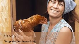  Presentation with poultry farm - Presentation theme with woman-in-the-village background and a coral colored foreground