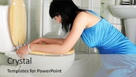  Presentation with drug overdose concept - PPT layouts with woman in toilet - pregnant drunk background and a light gray colored foreground