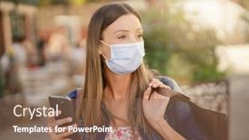  Presentation with shopping - Presentation enhanced with woman-in-town-doing-shopping background and a violet colored foreground