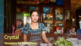  Presentation with thai food kitchen - Cool new PPT theme with woman in traditional home kitchen backdrop and a tawny brown colored foreground