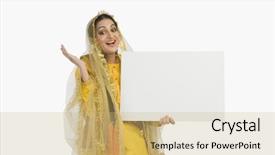  Presentation with traditional - Slides having woman in traditional punjabi dress background and a coral colored foreground
