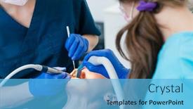  Presentation with treatment - PPT theme consisting of woman-in-treatment background and a light blue colored foreground