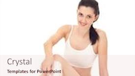  Presentation with shaving - Presentation theme having woman in underwear shaving leg isolated on white background and a lemonade colored foreground