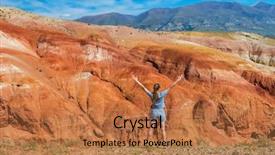  Presentation with mars - Presentation theme having woman in valley of mars background and a coral colored foreground