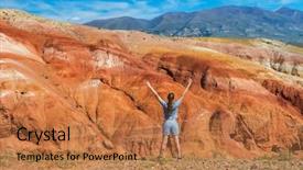 Presentation with mars - Colorful presentation theme enhanced with woman in valley of mars backdrop and a coral colored foreground