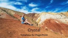  Presentation with mars - PPT theme with woman in valley of mars background and a coral colored foreground