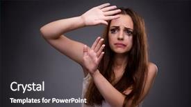  Presentation with discrimination - PPT theme having woman in violence and discrimination background and a dark gray colored foreground