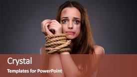  Presentation with discrimination - Presentation theme featuring woman in violence and discrimination background and a tawny brown colored foreground